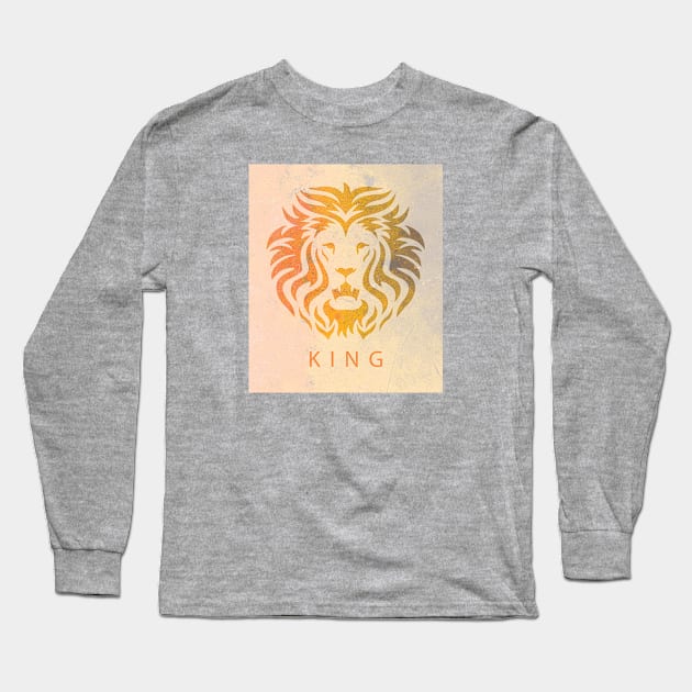 'KING' Lion Head - Orange Long Sleeve T-Shirt by sleepingdogprod